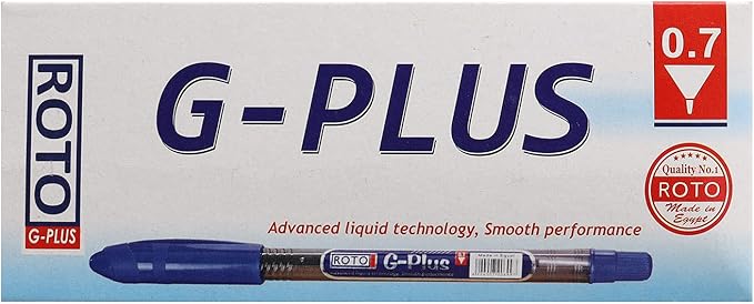 Roto g-plus pen fine smooth writing, liquid ink 0.7 mm advanced liquid technology pack of 12 pcs. - blue